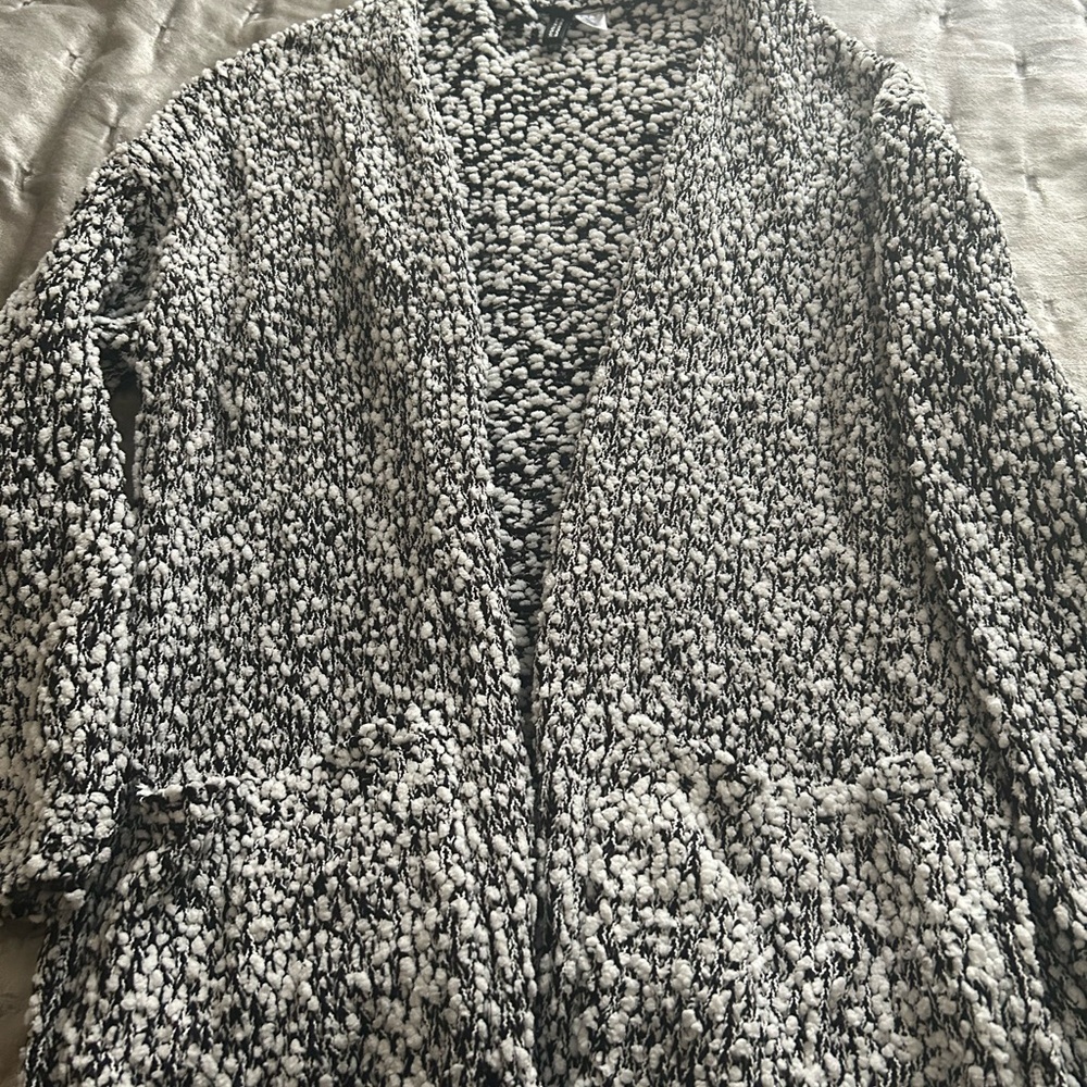 H&M Black and White Chunky Knit Cardigan